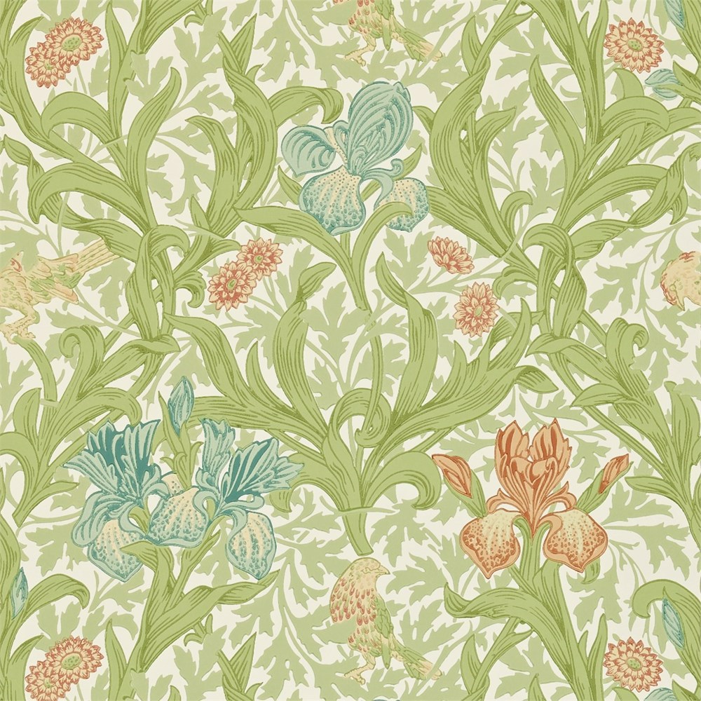 Iris Wallpaper 210439 by Morris & Co in Fennel Slate Grey